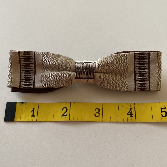 Vintage Clip-on Bow Tie Cream Brown - Picture 4 of 5